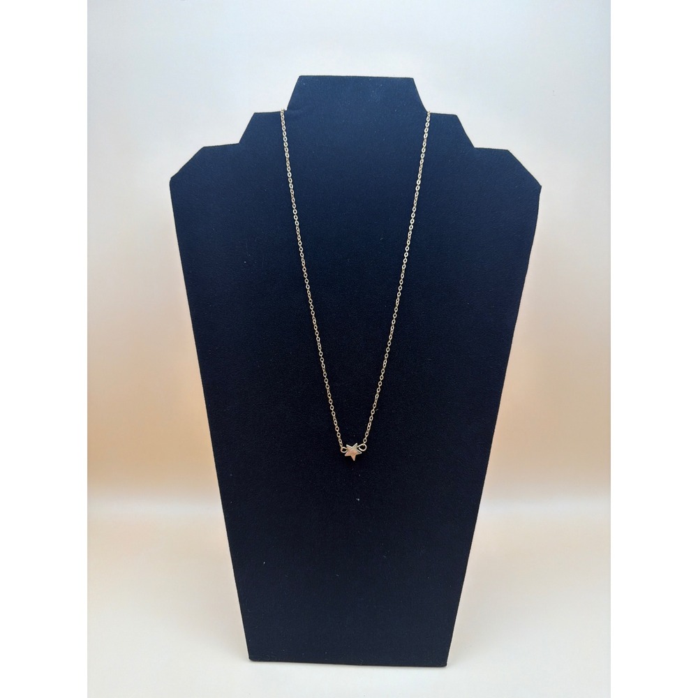 Gold‎ Tone Star Pendant Necklace Minimalist Dainty Cable Chain Adjustable 18in
